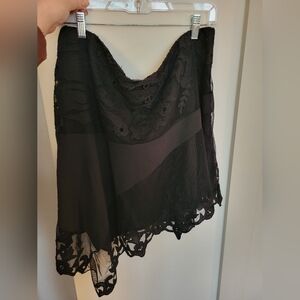 Anthropologie asymmetrical Black Lace Skirt